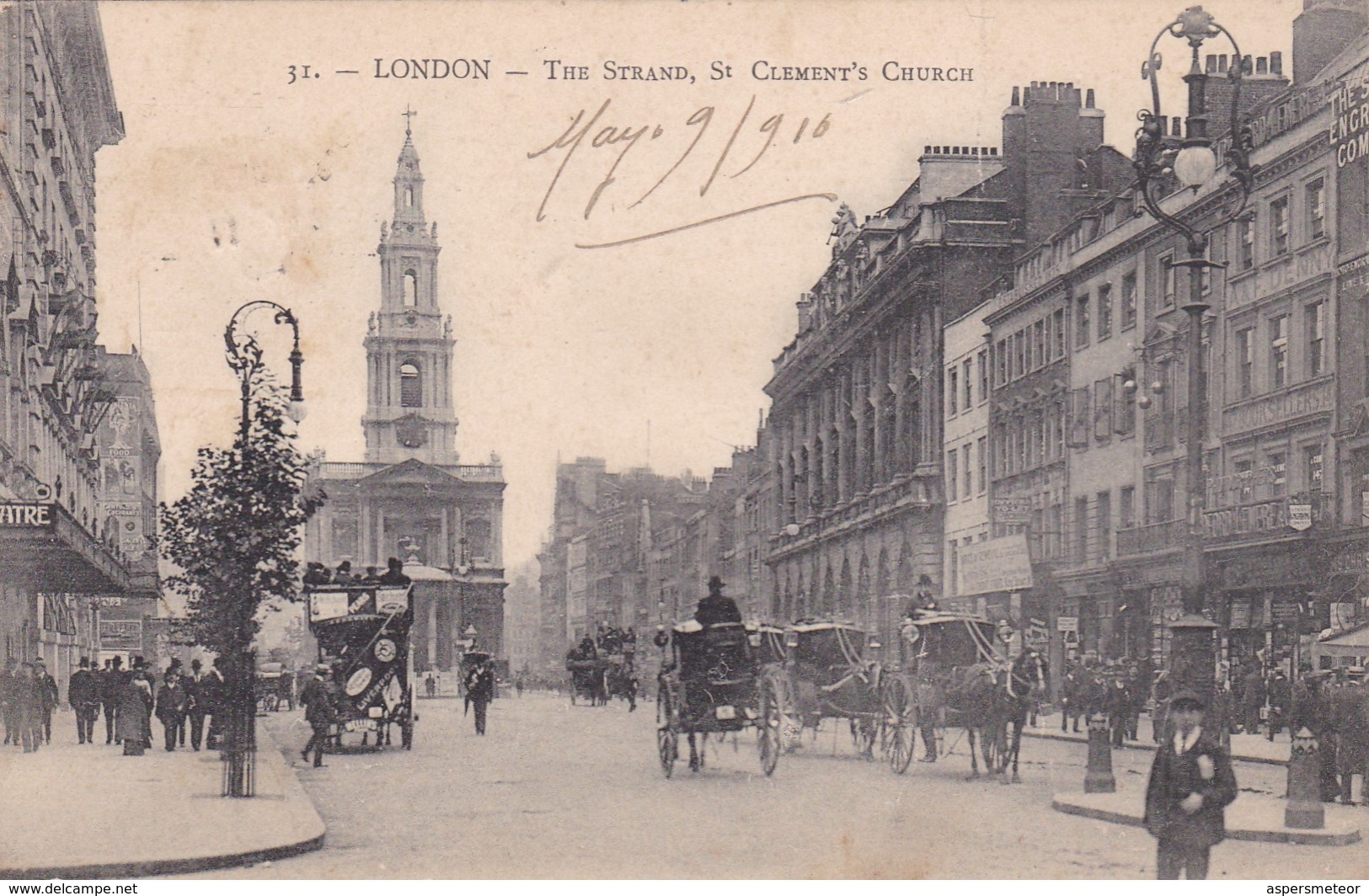 LONDON. THE STRAND, ST CLEMENT'S CHURCH. CIRCULEE 1910 LONDON A BUENOS AIRES. FACIOLLE EDIT - BLEUP - Andere & Zonder Classificatie