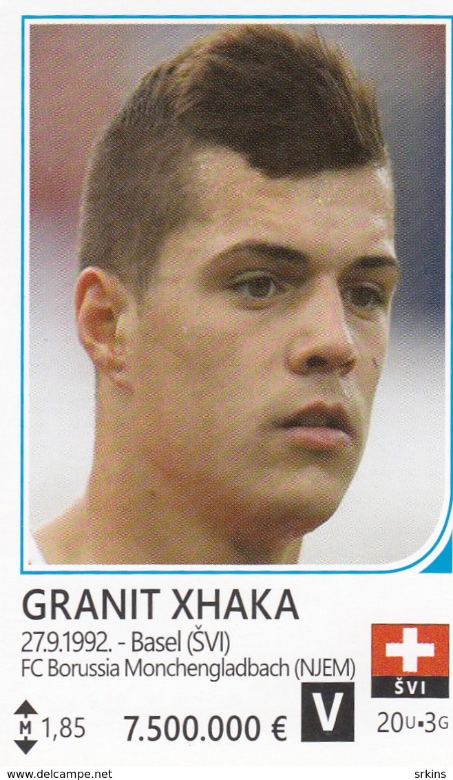 Card (no Sticker)  Granit Xhaka Switzerland Swiss Brazil FIFA 2014 Bosnia Edition Football WC World Cup - Autres & Non Classés