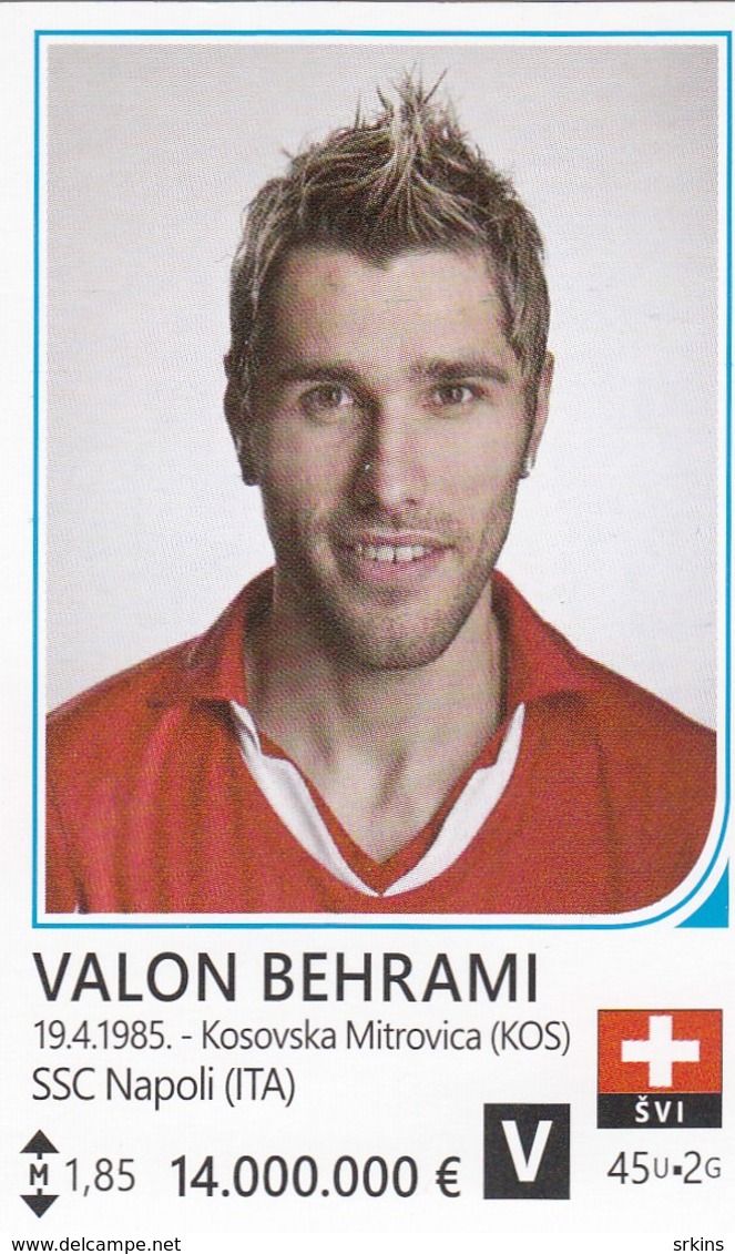 Card (no Sticker)  Valon Behrami Switzerland Swiss Brazil FIFA 2014 Bosnia Edition Football WC World Cup - Autres & Non Classés