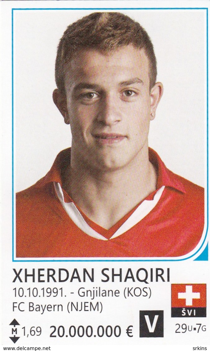 Card (no Sticker)  Xherdan Shaqiri Switzerland Swiss Brazil FIFA 2014 Bosnia Edition Football WC World Cup - Autres & Non Classés