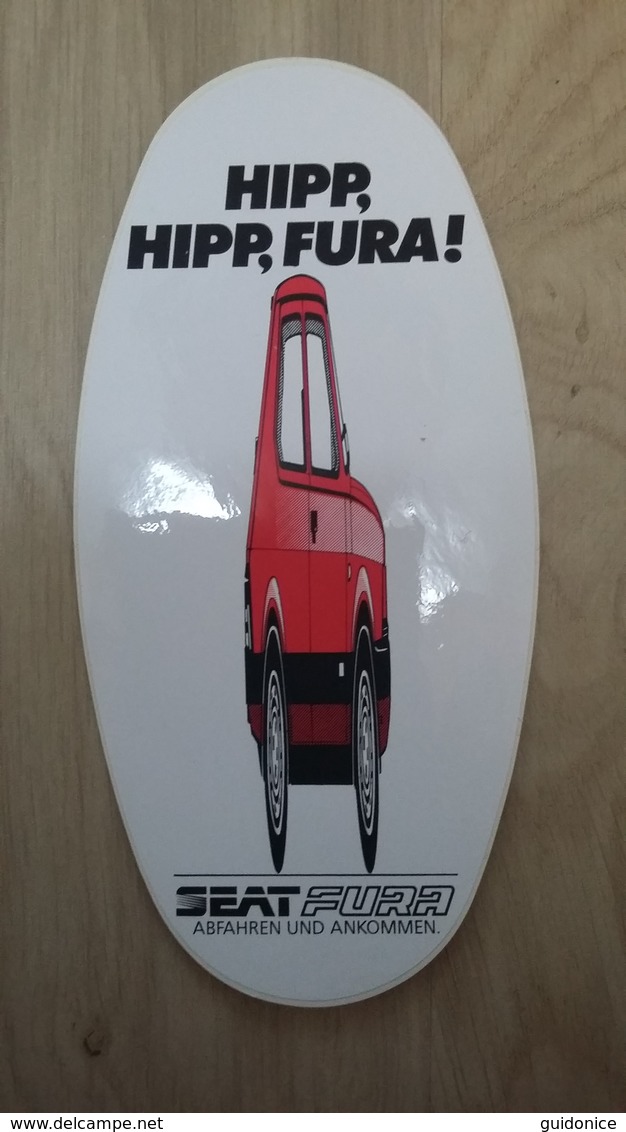 Aufkleber (in "Quetsch-Optik") Mit Auto-Werbung Aus Den 1980ern (SEAT Fura) - Stickers