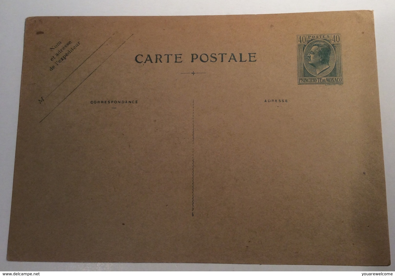 MONACO Prince Louis II 1936 Entier Postal 40c C.p BLEU SUR GRIS Neuf  (cover Lettre Entiers Postaux Postal Stationery - Ganzsachen