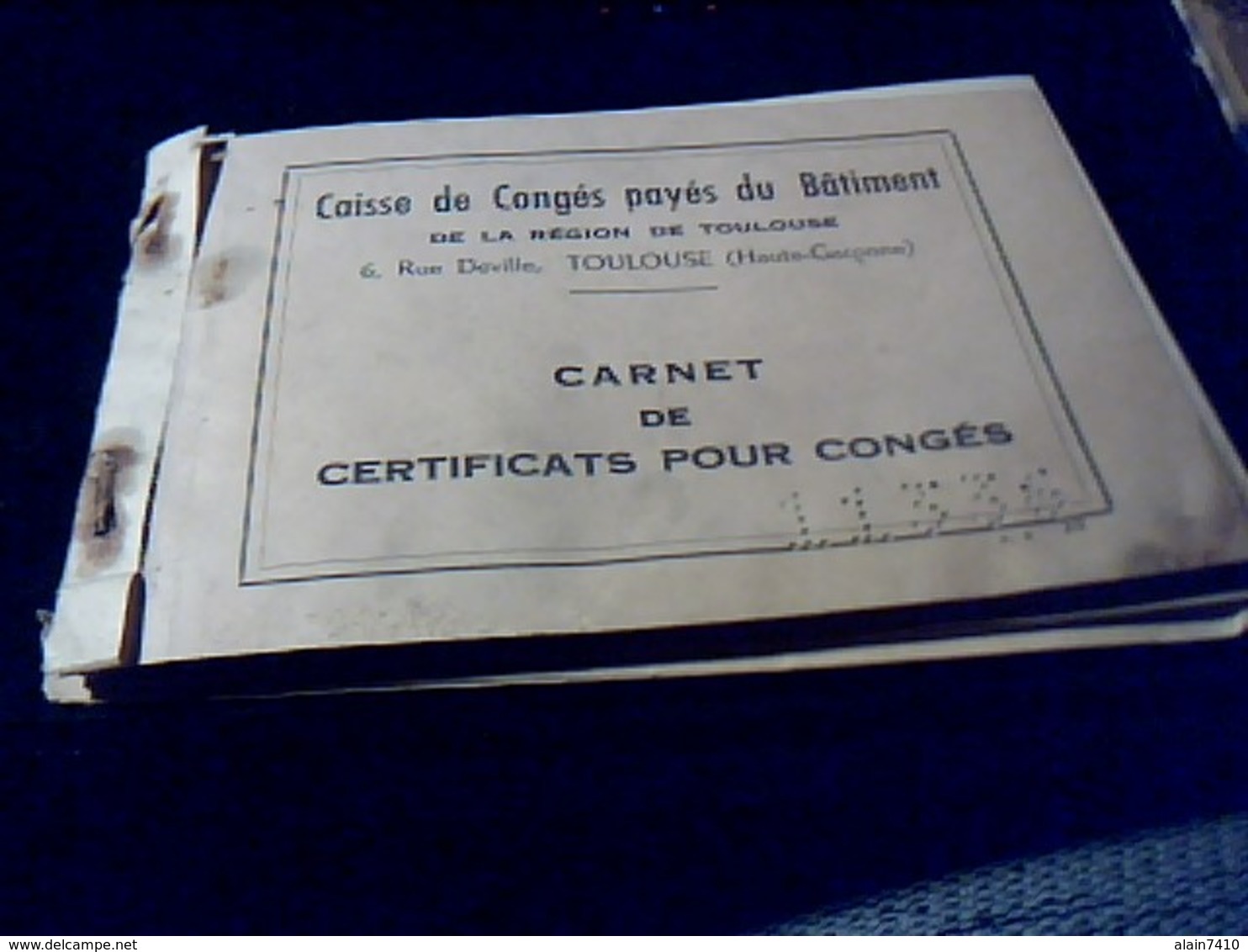 Vieux Papier Carnet Caisse De Conges Payes Du Batiment Illustré Par Sempé Puget...annee 1955 - Menus