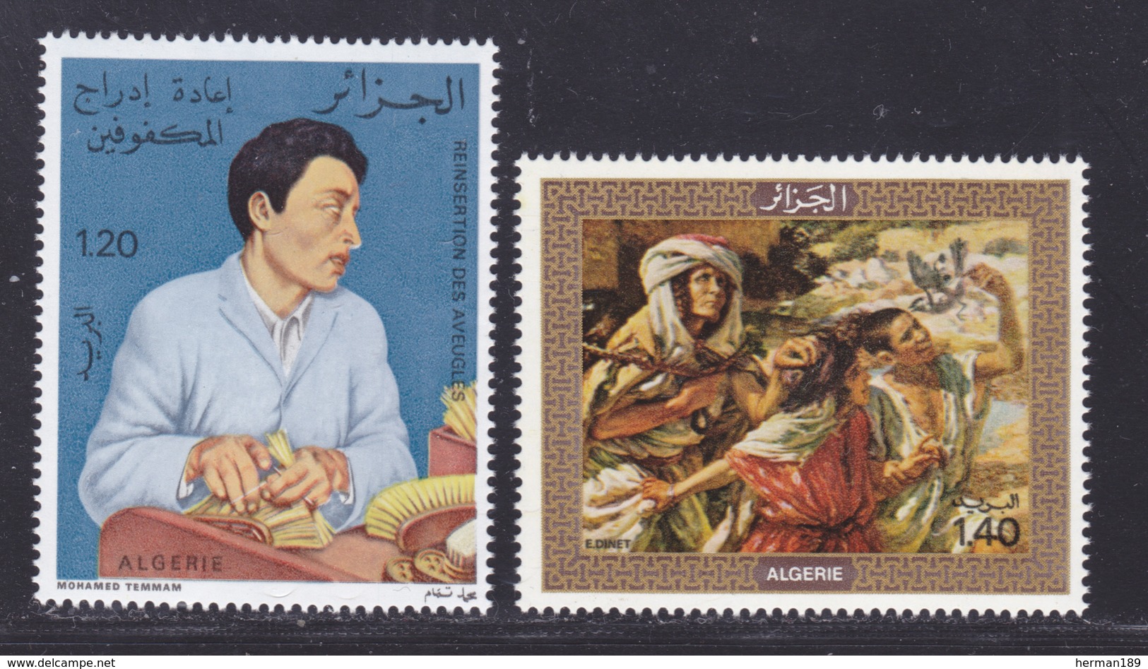 ALGERIE N°  649 & 650 ** MNH Neufs Sans Charnière, TB (D7843) Tableaux, Réinsection Des Aveugles - 1976 - Algérie (1962-...)