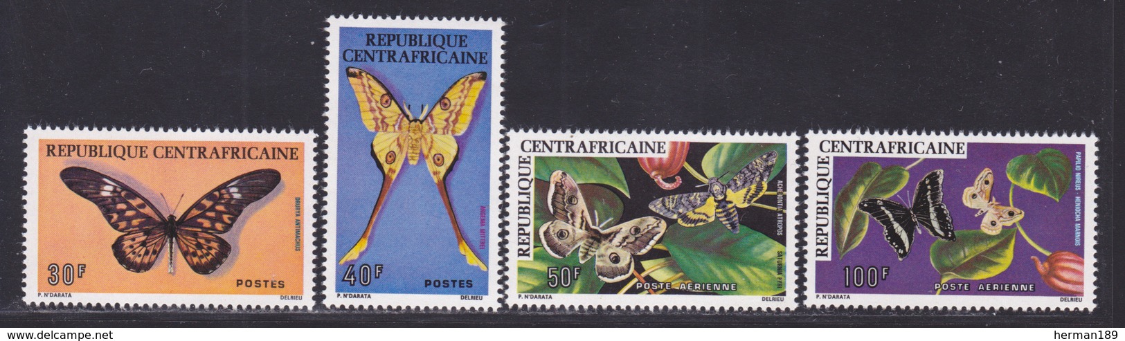 CENTRAFRICAINE N°  260 & 261, AERIENS N° 148 & 149 ** MNH Neufs Sans Charnière, TB (D7845) Papillons - 1976 - Centrafricaine (République)