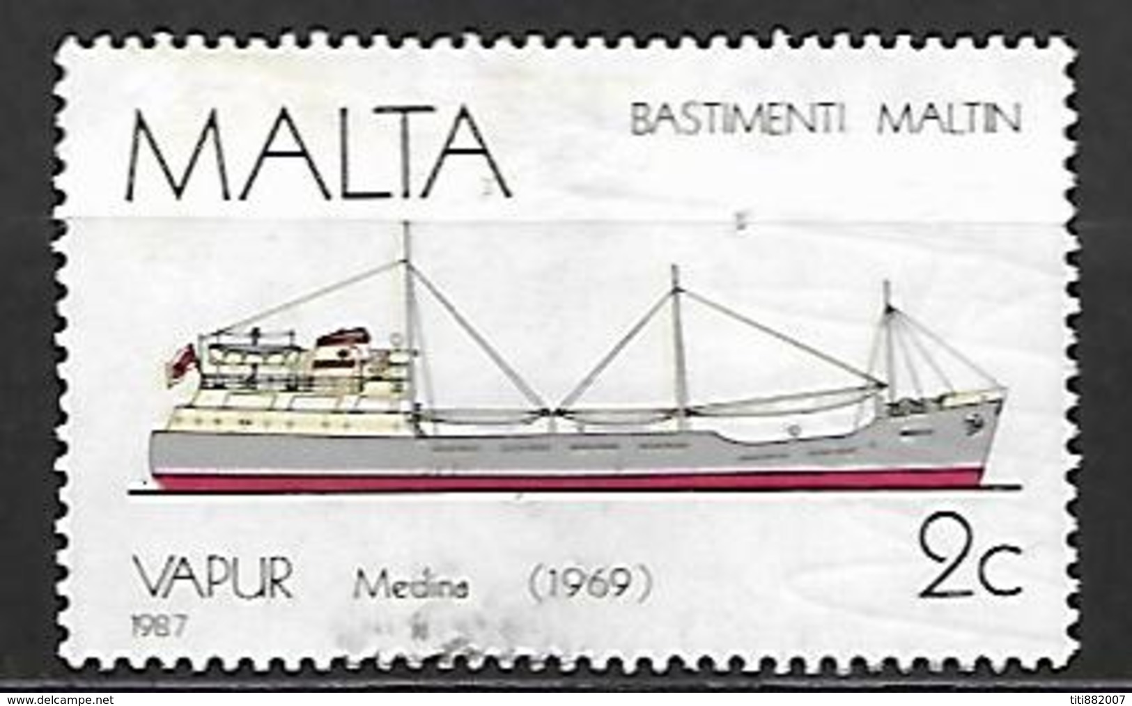 MALTE    -   1987 .   Y&T N° 756 Oblitéré.   Bateau - Malte