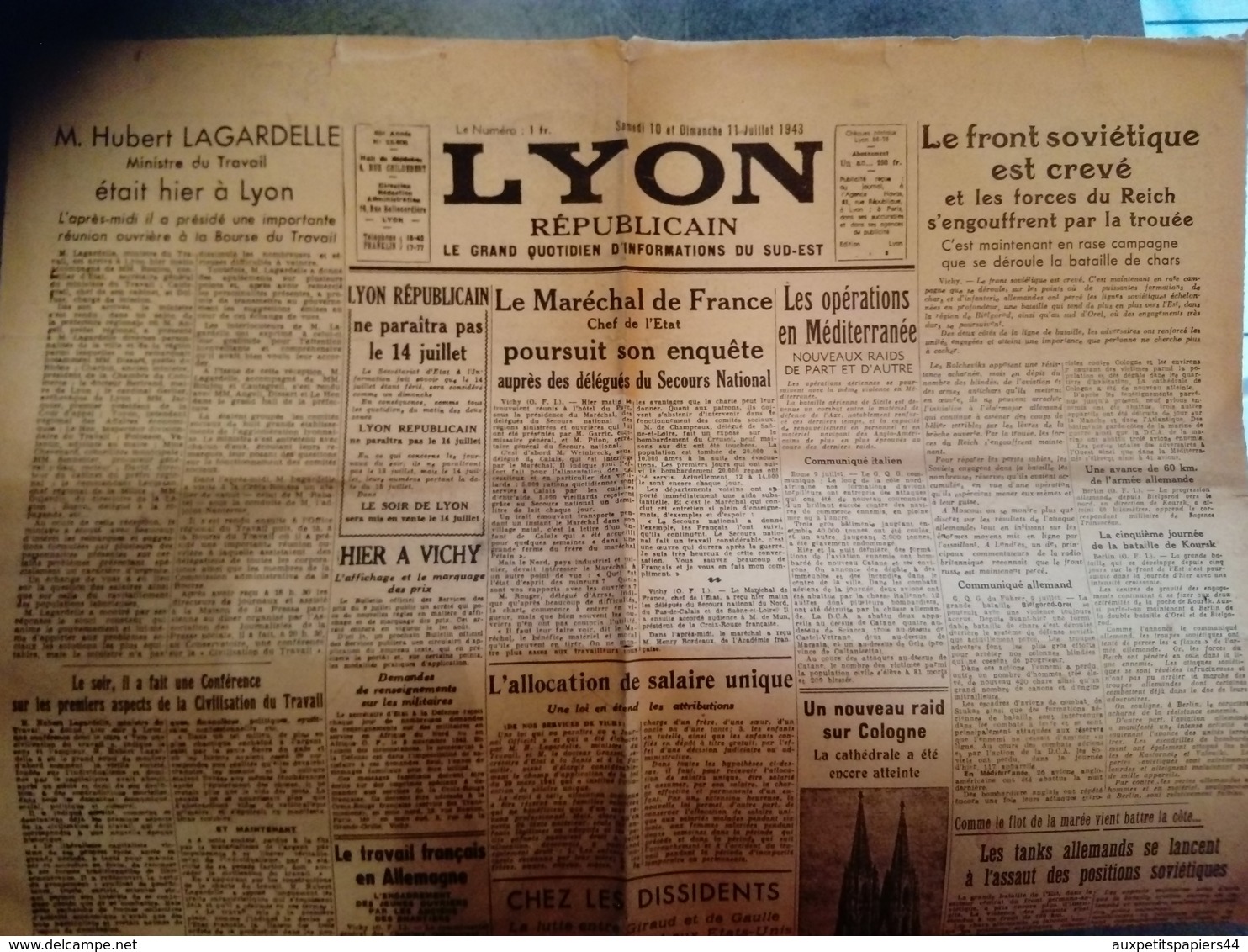 Lot 3.5 Kg Articles, Journaux & Courriers Divers Franco-Allemands autour de la Guerre 1939-45 Hitler, Lyon-Soir, Nazi