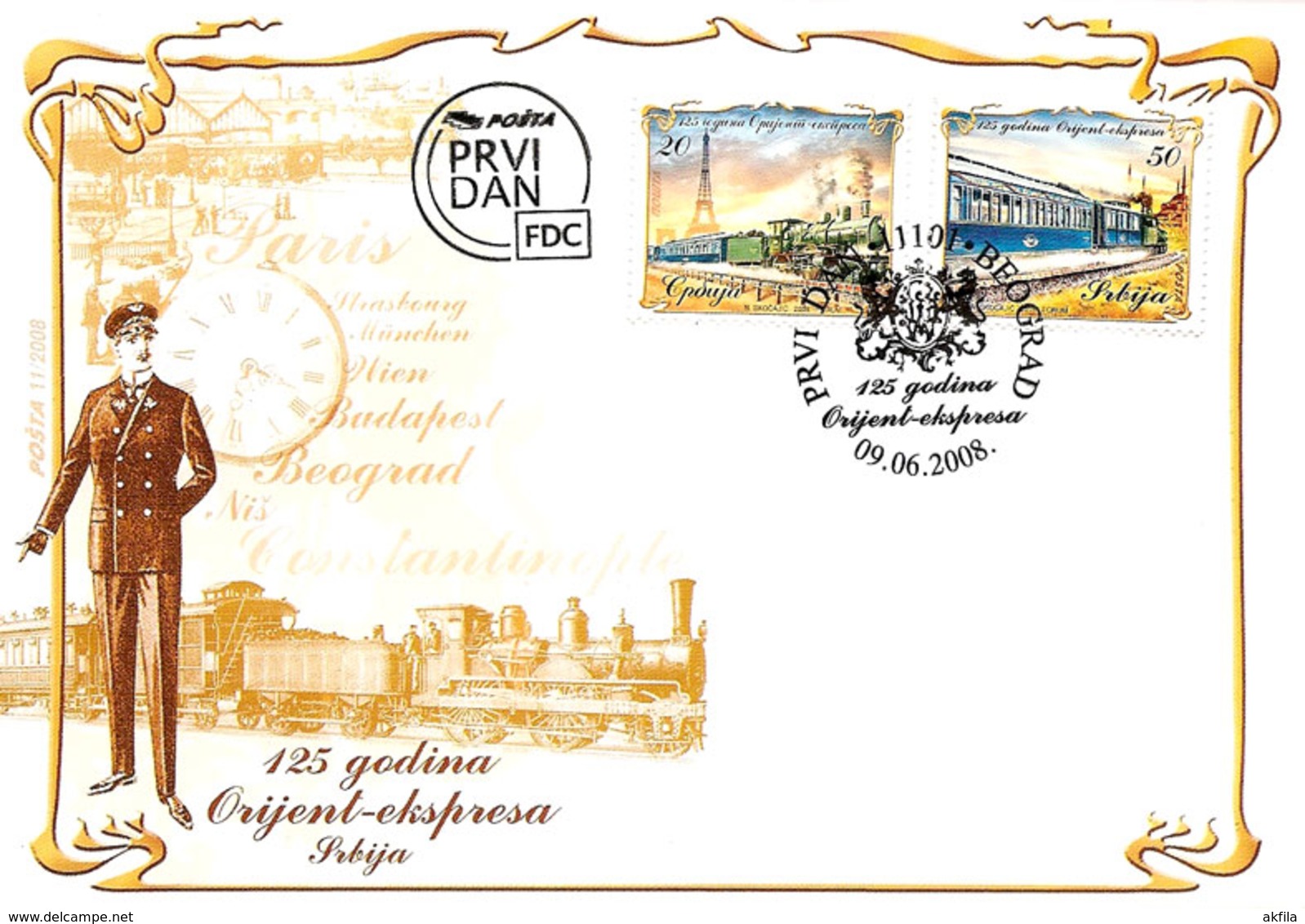 Serbia 2008 125 Years Of Orient Express, FDC - Serbie