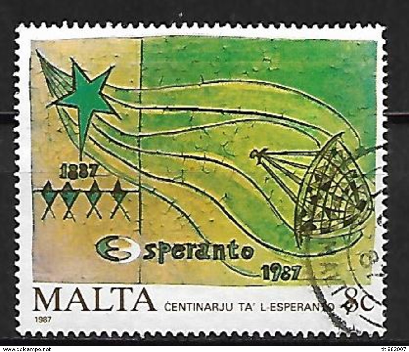 MALTE    -   1987 .   Y&T N° 754 Oblitéré .   Espéranto ,  étoile Et Symboles. - Malte