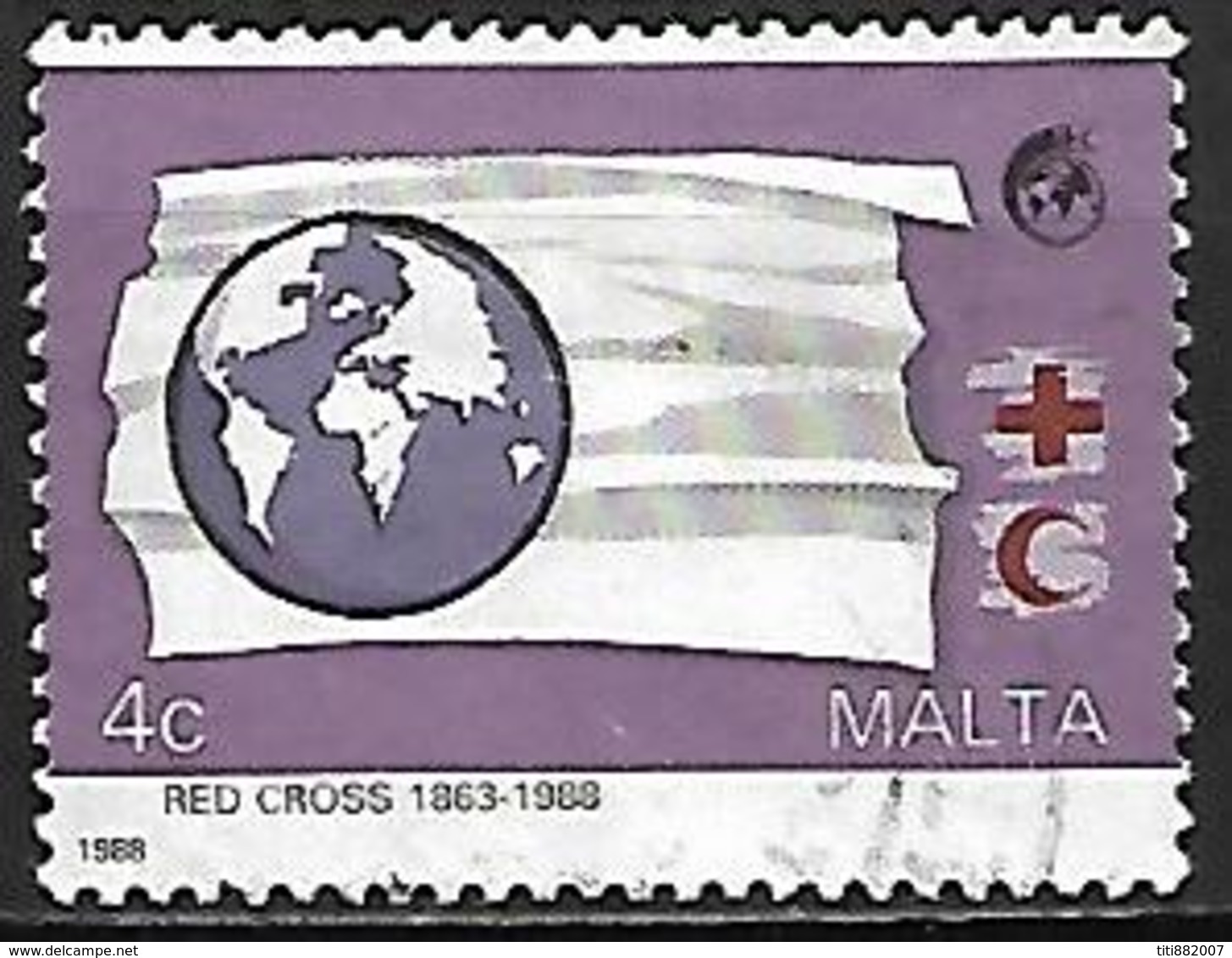 MALTE    -   1988 .   Y&T N° 775 Oblitéré  .  Croix-Rouge - Malte