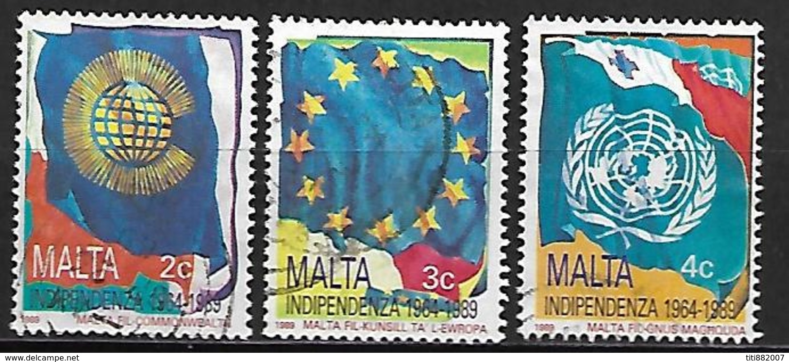 MALTE    -   1989 .   Y&T N° 788 à 790 Oblitérés  . Drapeaux - Malte