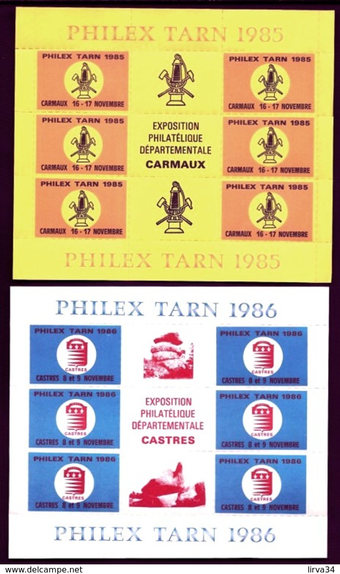 SUPER LOT 3 FEUILLETS EXPOS PHILATELIQUE NEUFS**- 30 VIGNETTES CHACUNS + 4 X 2 PHILEX TARN 1983-84-85-86- 5 SCANS - Esposizioni Filateliche