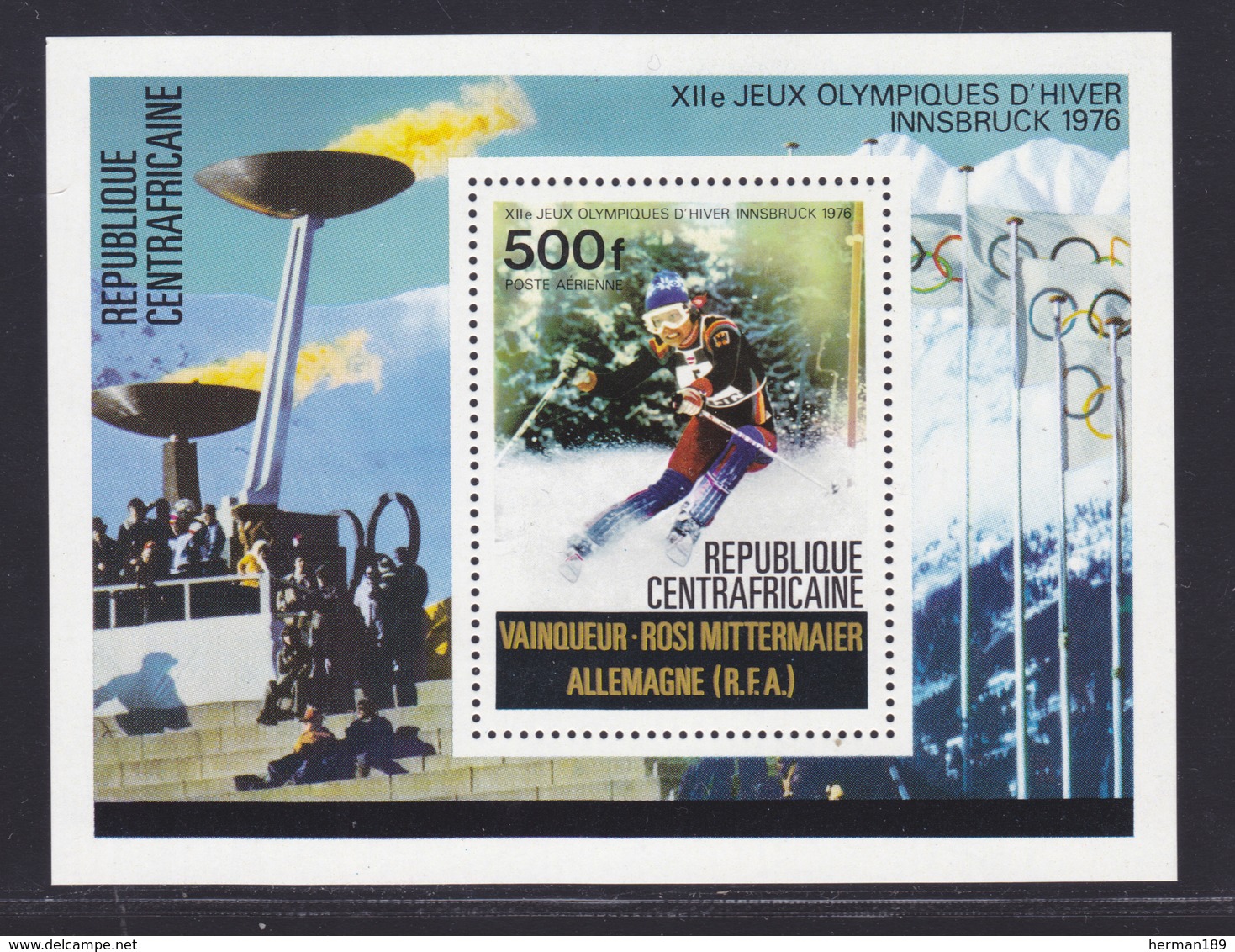 CENTRAFRICAINE BLOC N°  11 ** MNH Neuf Sans Charnière, TB (CLR373) Jeu Olympiques à Innsbrunck - 1976 - Zentralafrik. Republik