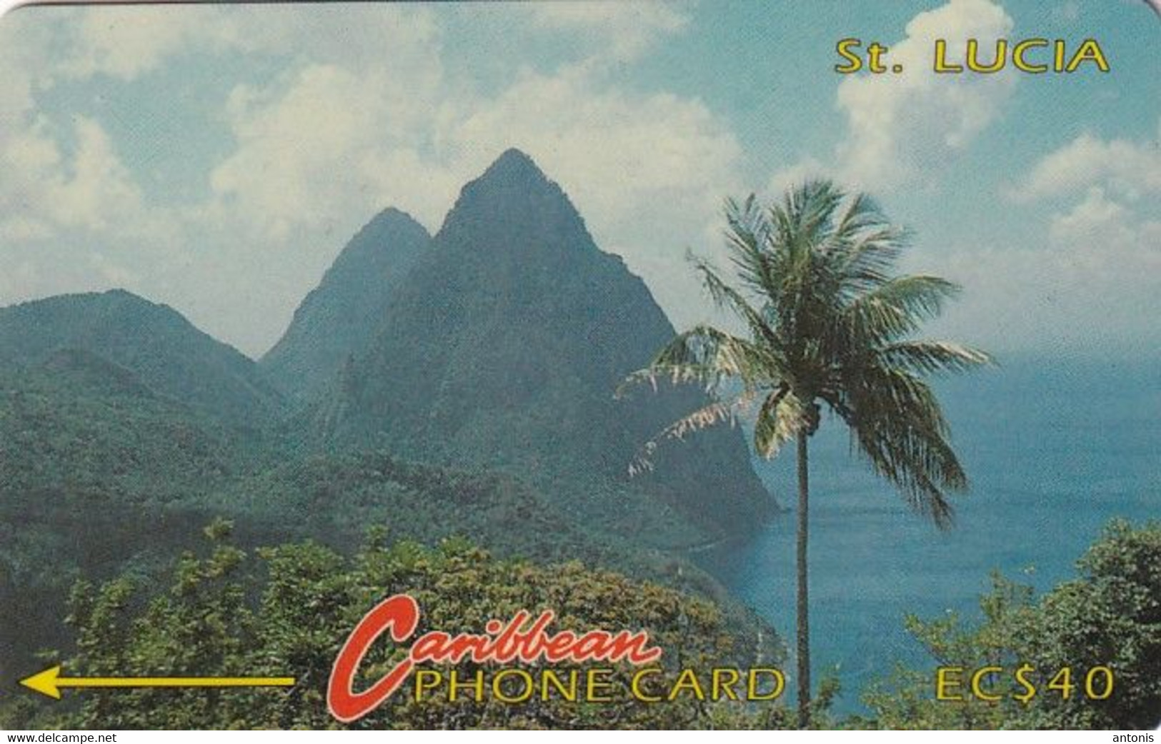 ST. LUCIA ISL.(GPT) -  Pitons 2(no Logo), CN : 7CSLC/B(Ms, Normal 0), Tirage %20000, Used - St. Lucia