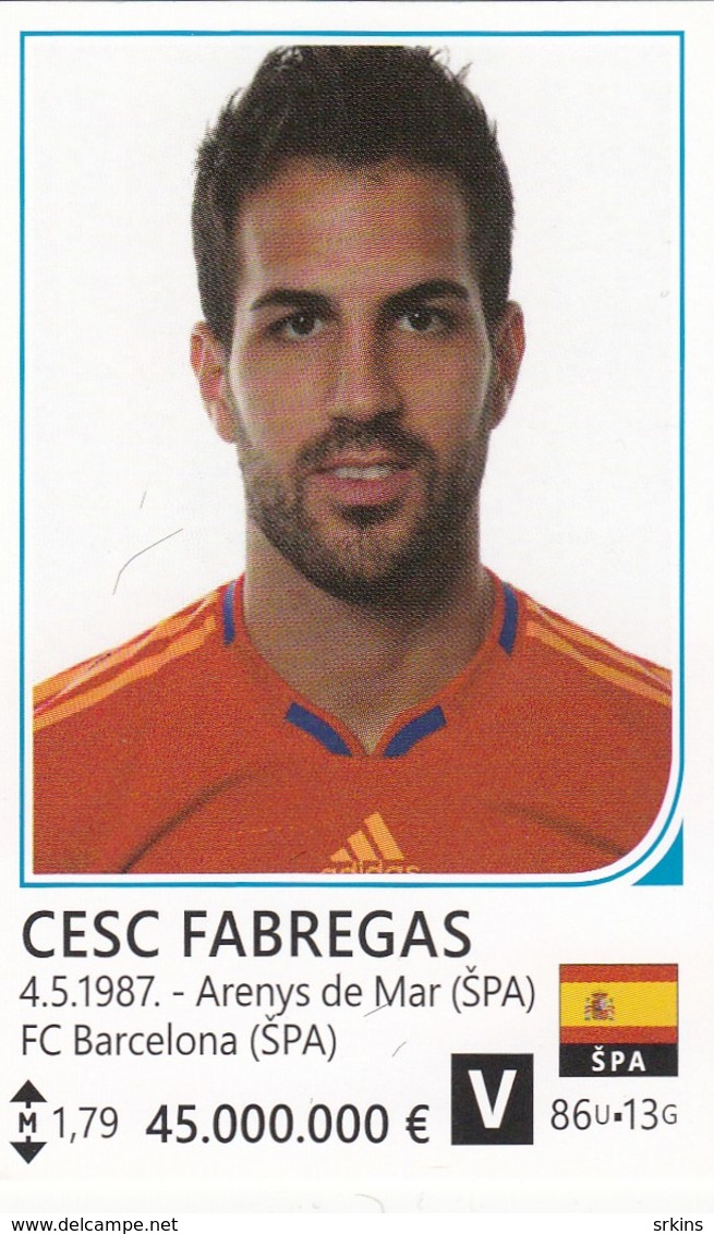 Card (no Sticker)  Cesc Fabregas Spain Espana Brazil FIFA 2014 Bosnia Edition Football WC World Cup - Altri & Non Classificati