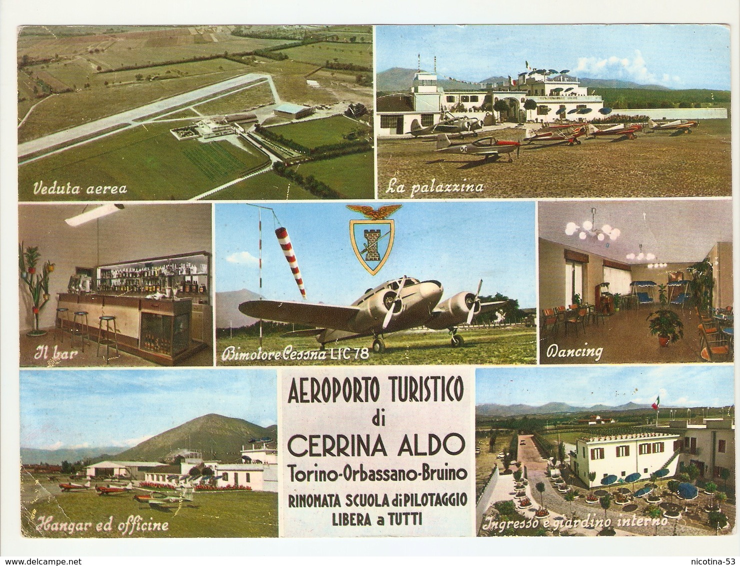 CT--02719-- AEROPORTO TURISTICO DI " ALDO CERRINA "-TORINO-ORBASSANO-BRUINO- 7 VEDUTINE - Altri & Non Classificati