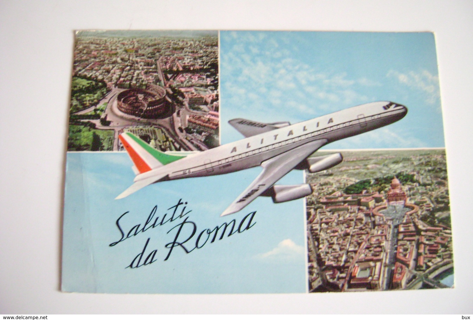 SALUTI DA ROMA  ALITALIA    AEREO AIRPLANE  POSTCARD USED  CONDITION PHOTO - Transports