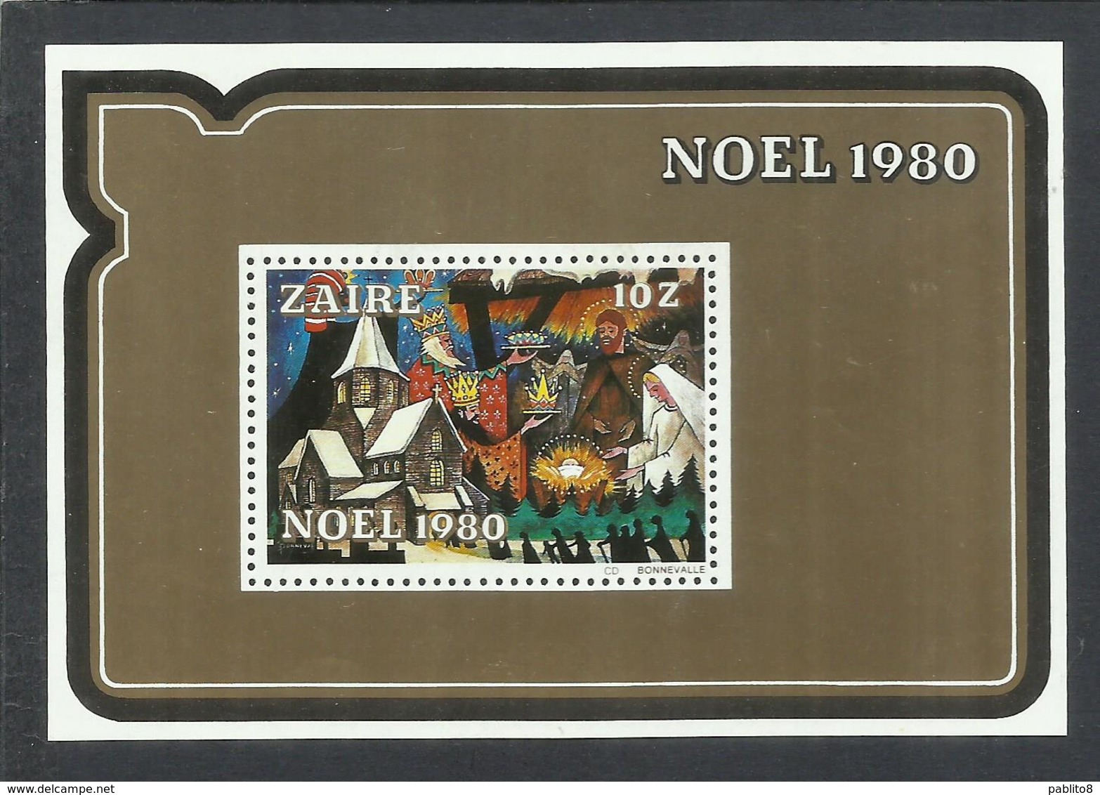 ZAIRE CONGO 1980 CHRISTMAS NOEL WEIHNACHTEN NATALE NAVIDAD BLOCK SHEET BLOCCO FOGLIETTO MNH - Nuovi