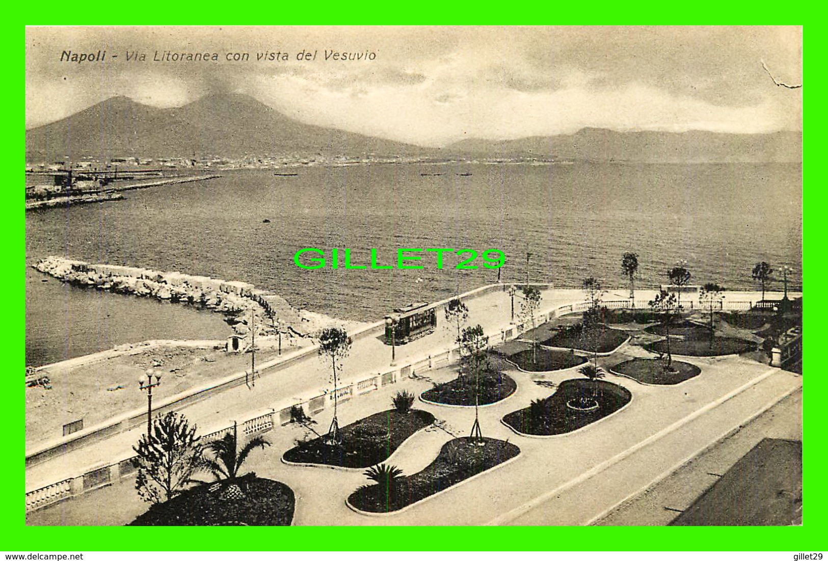 NAPOLI, ITALIA - VIA LITORANEA CON VISTA DEL VESUVIO - EDIZ. DOMENICO TRAMPETTI - - Napoli (Naples)