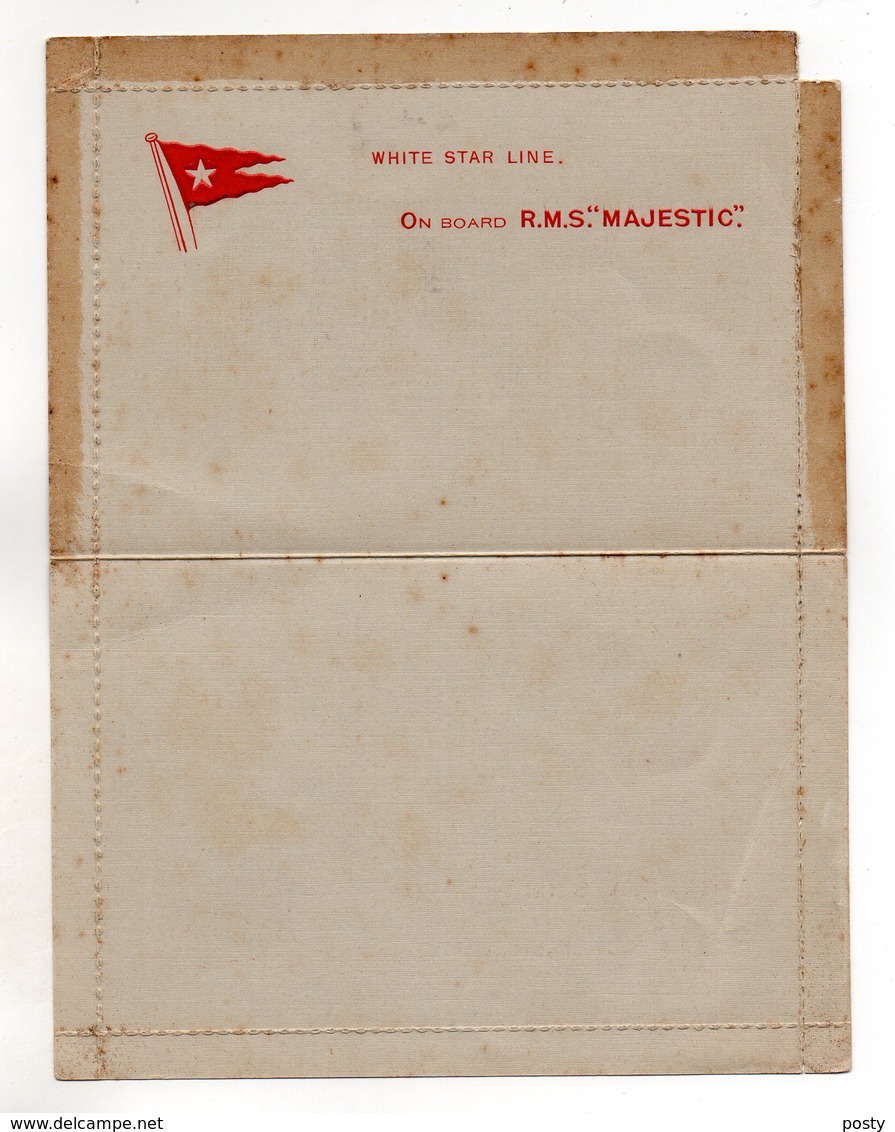 CARTE LETTRE - LETTER CARD - WHITE STAR LINE - R.M.S MAJESTIC - PAQUEBOT - OCEAN LINER - Vers 1930 - - Autres & Non Classés