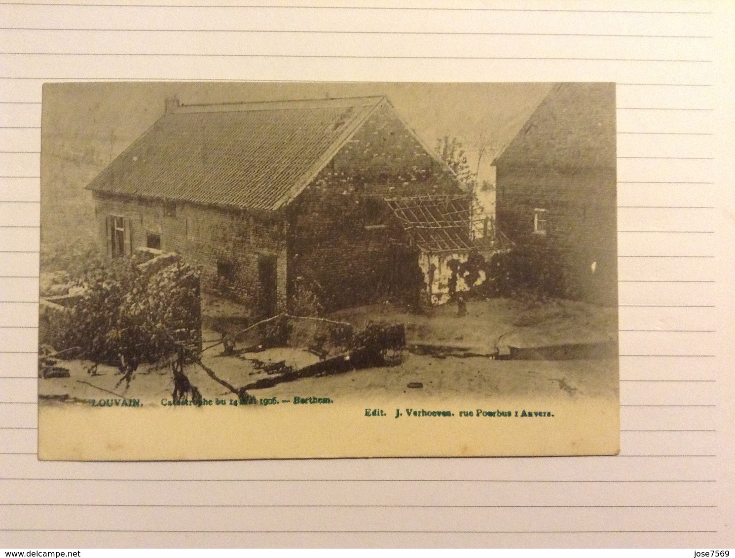 -postkaart, Leuven Bertem Na De Overstroming, Gelopen 1906, Zegel 1 Cent Nr, 53 - Leuven