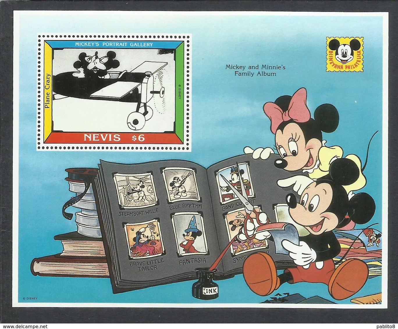 NEVIS 1992 WALT DISNEY MICKEY MOUSE AND MINNIE'S FAMILY ALBUM TOPOLINO BLOCK SHEET BLOCCO FOGLIETTO MNH - St.Kitts E Nevis ( 1983-...)