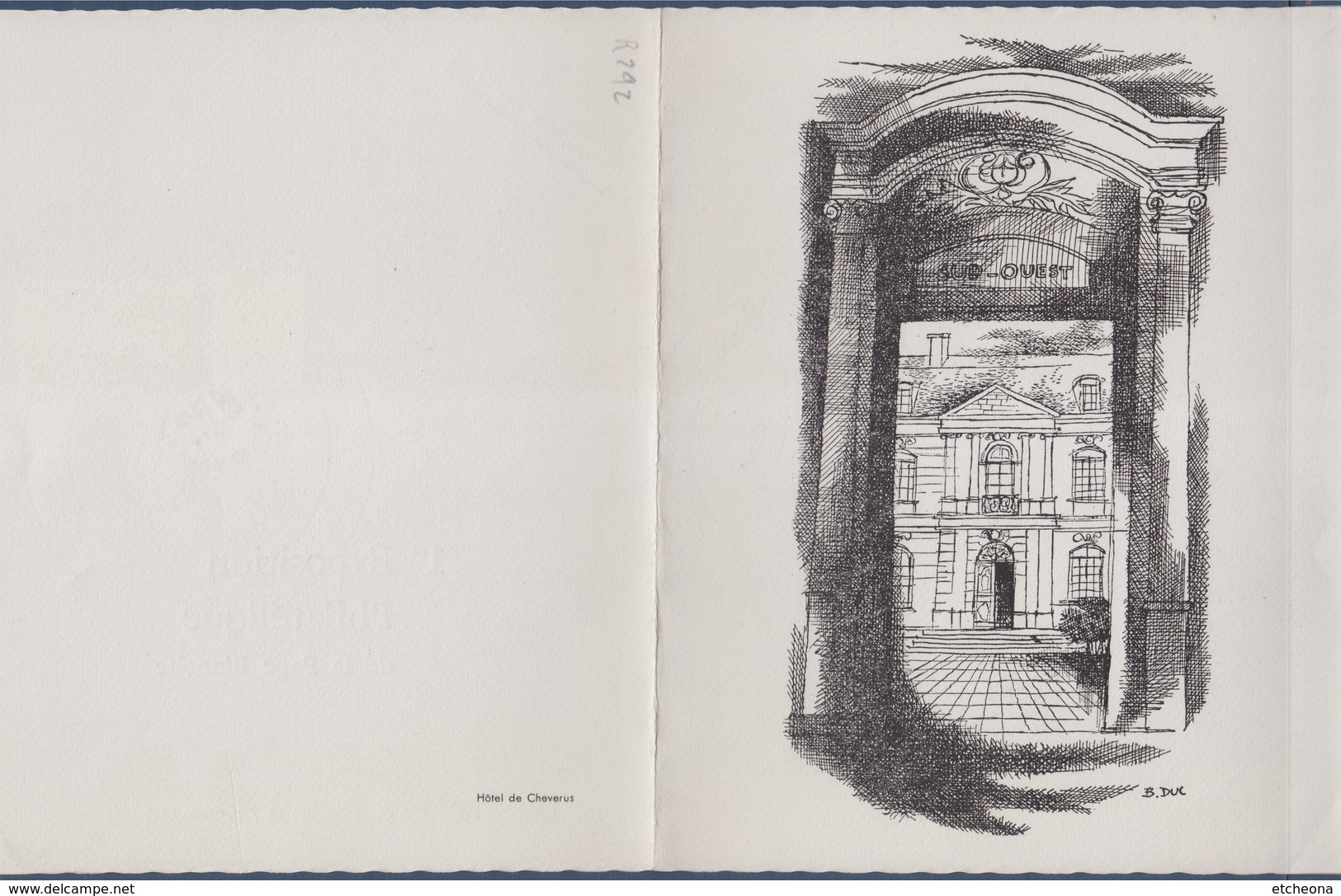 = Encart Exposition Philatélique De La Page Blanche Bordeaux 26.9.69 Hotel De Cheverus Sud-Ouest N°1524 Pont De Bordeaux - Expositions Philatéliques