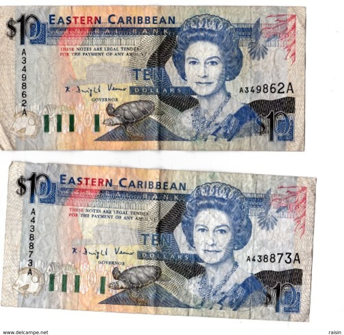 Billet Eastern Caribbean  10   Lot De 2  BE - East Carribeans