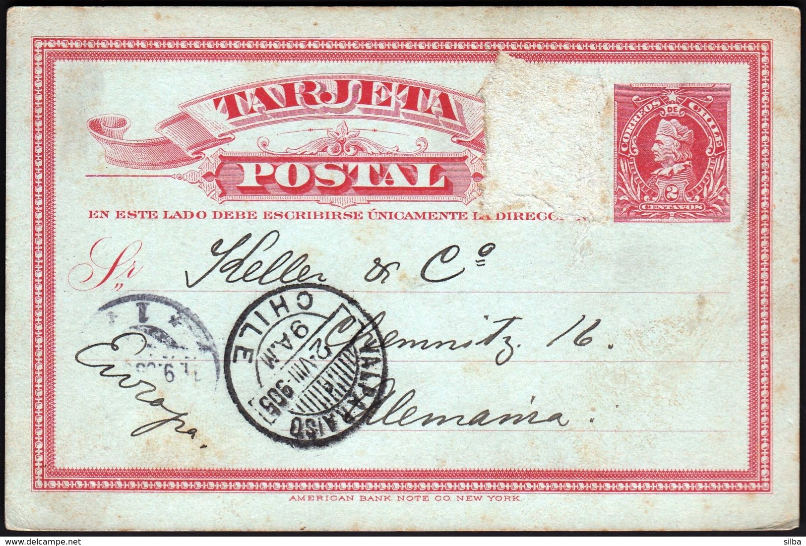 Chile Valparaiso 1905 / Postal Stationery 2 Centavos - Chili