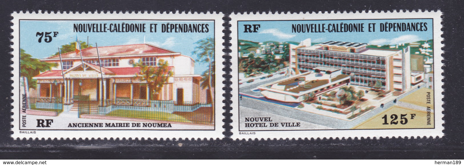 NOUVELLE CALEDONIE AERIENS N°  174 & 175 ** MNH Neufs Sans Charnière, TB (D7854) Hotel De Ville - 1976 - Neufs