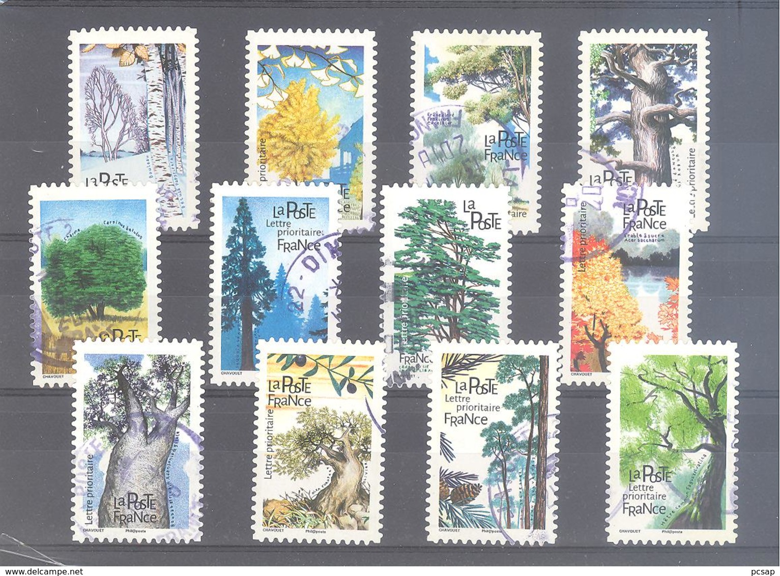 France Autoadhésifs Oblitérés (Série Complète : Les Arbres) (cachet Rond) - Oblitérés