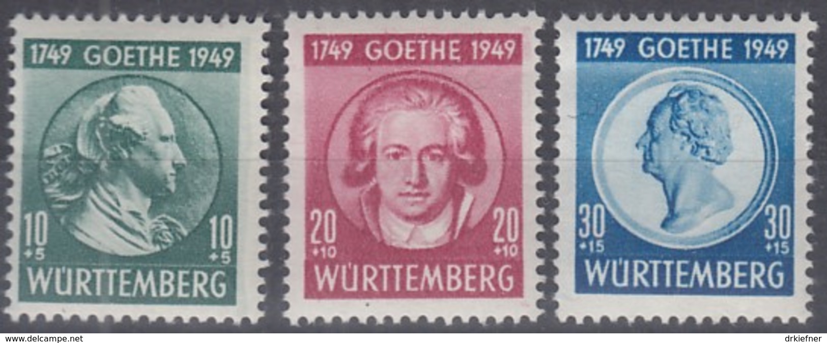 FranzZone WÜRTTEMBERG 44-46, Ungebraucht *, Goethe 1949 - Autres & Non Classés