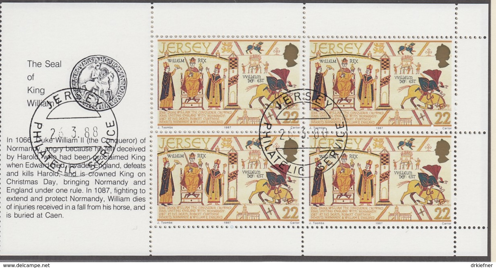 JERSEY, 414-419, 6 Heftchenblätter, Gestempelt, 900. Todestag Von Wilhelm Dem Eroberer, Wikinger 1987 - Jersey