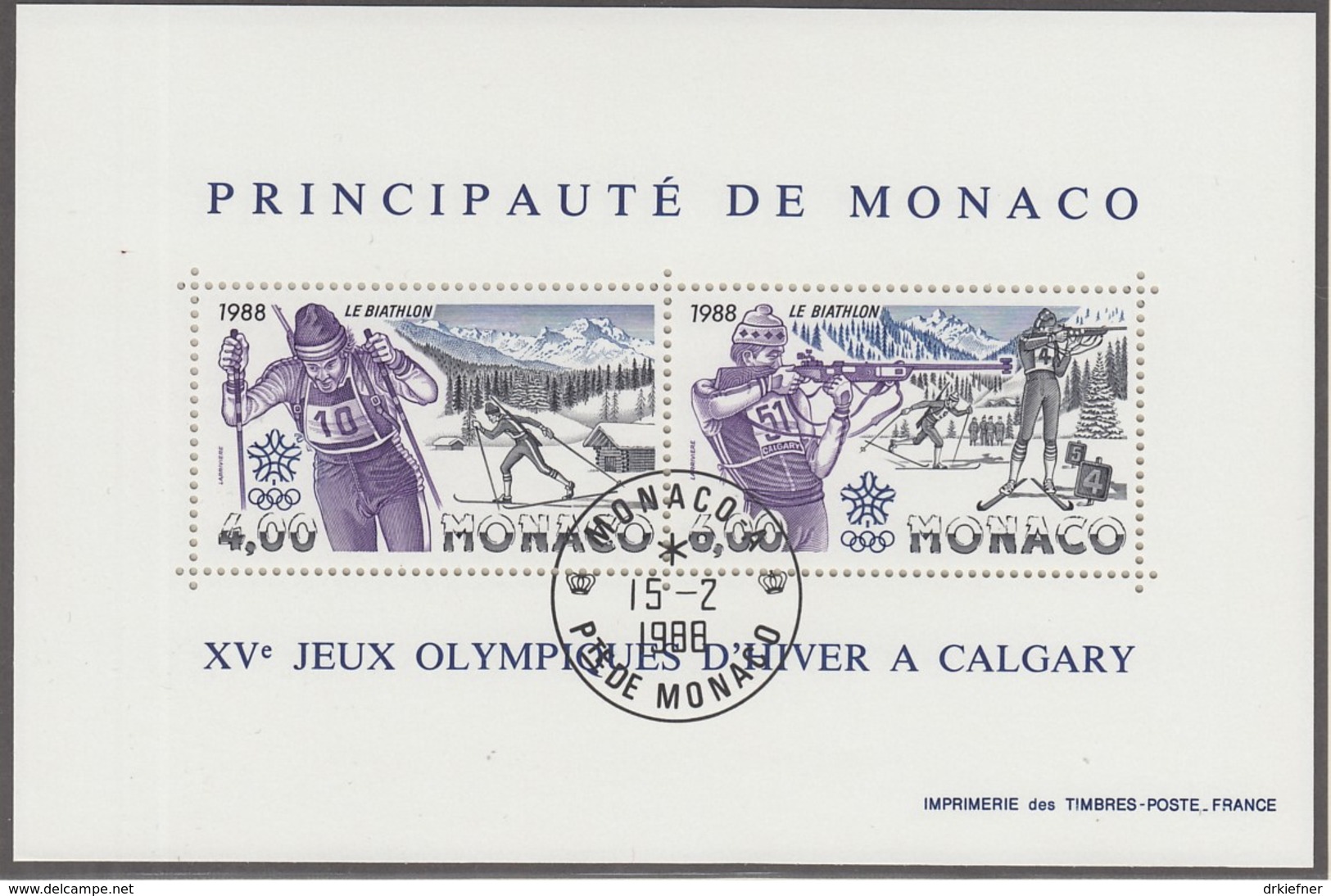 MONACO, Block 38, Gestempelt, Olympische Winterspiele, Calgary 1988 - Blocs