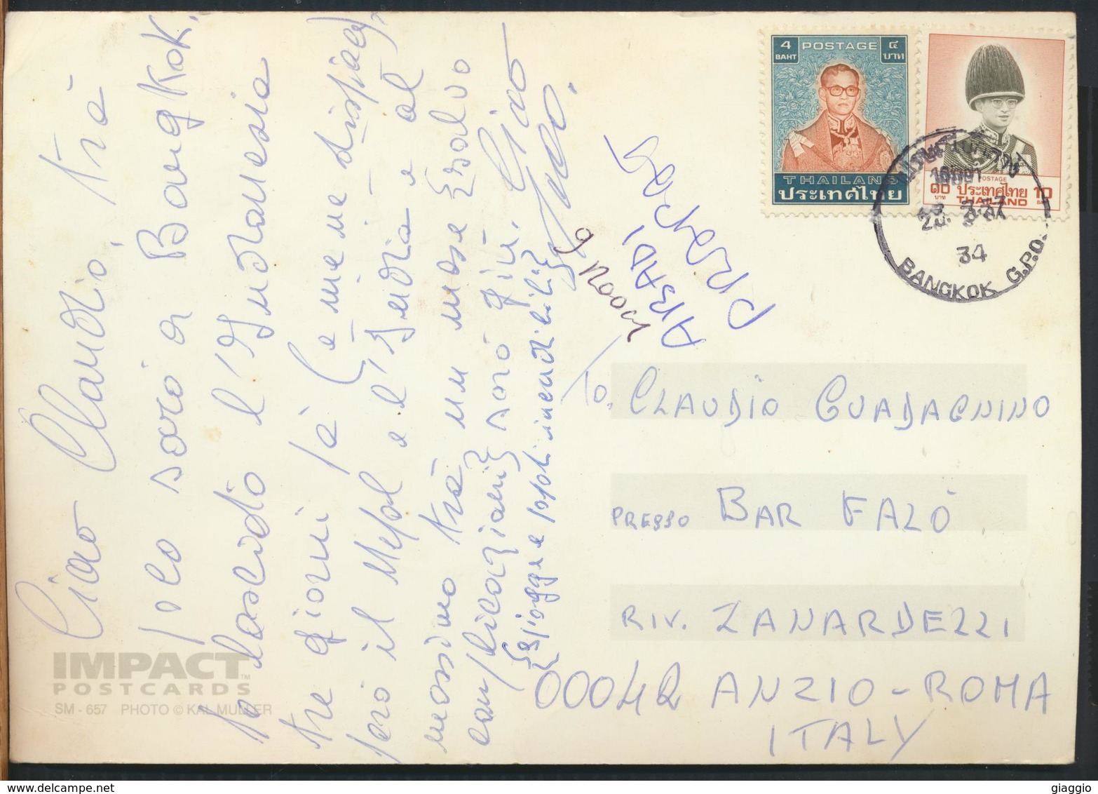 °°° GF 584 - INDONESIA - LAGUNDRI BEACH - With Stamps Thailand °°° - Indonesia