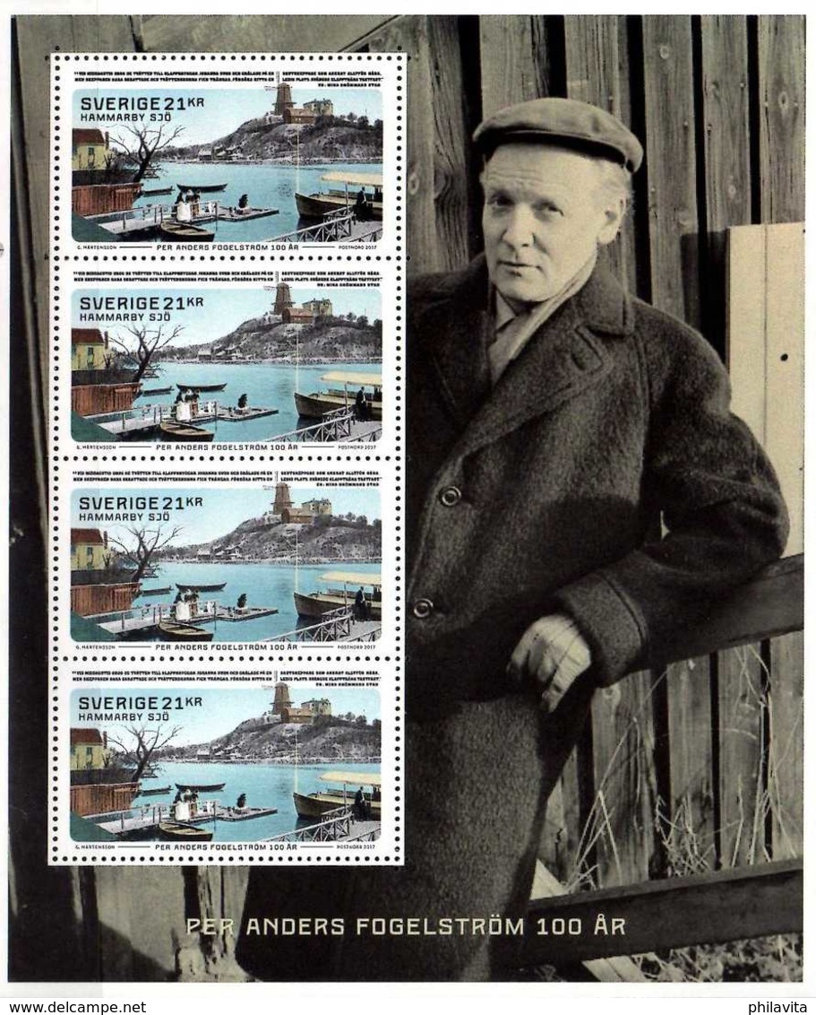 2017 Sweden - 100. Birthday Of Per Anders Fogelström - Sheetlet Of 4 V Paper - MNH** MI 3168 KB - Neufs