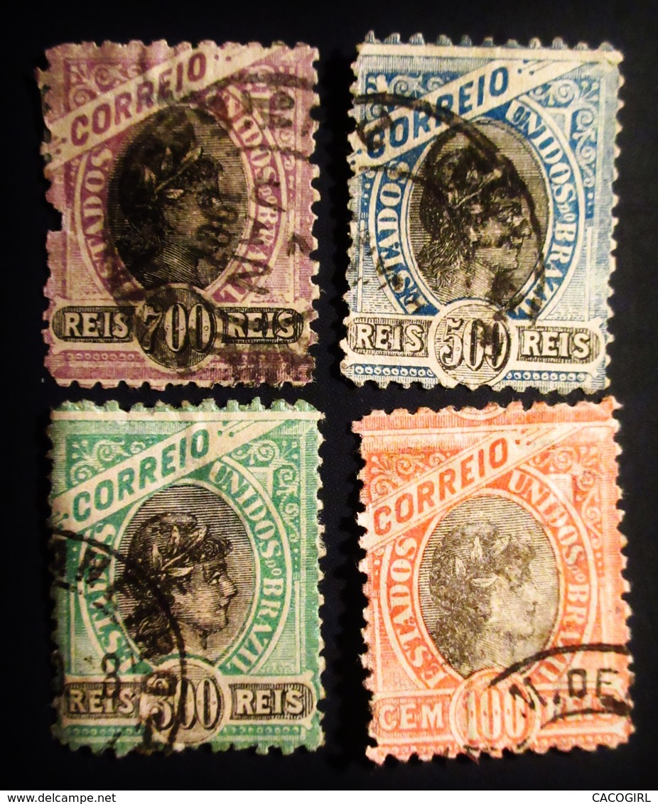 1897 Brésil 4 Timbres Oblitérés ALLEGORY - Oblitérés