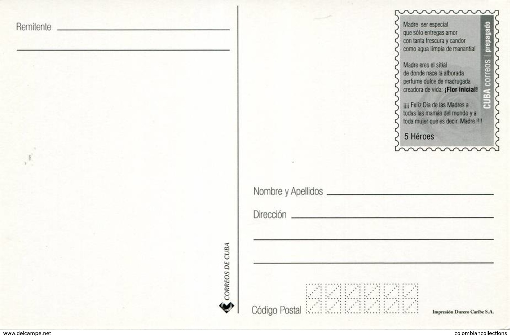 Lote PEP1173, Cuba, Entero Postal Stationery, Madre, Flor Inicial, 10-25, Mother's Day, Flower - Cartes-maximum