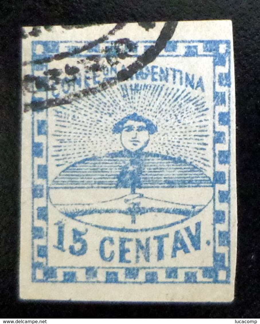 Argentina, Sello Confederación GJ 3 15c. Usado Matasello Rococó L7182 - Used Stamps