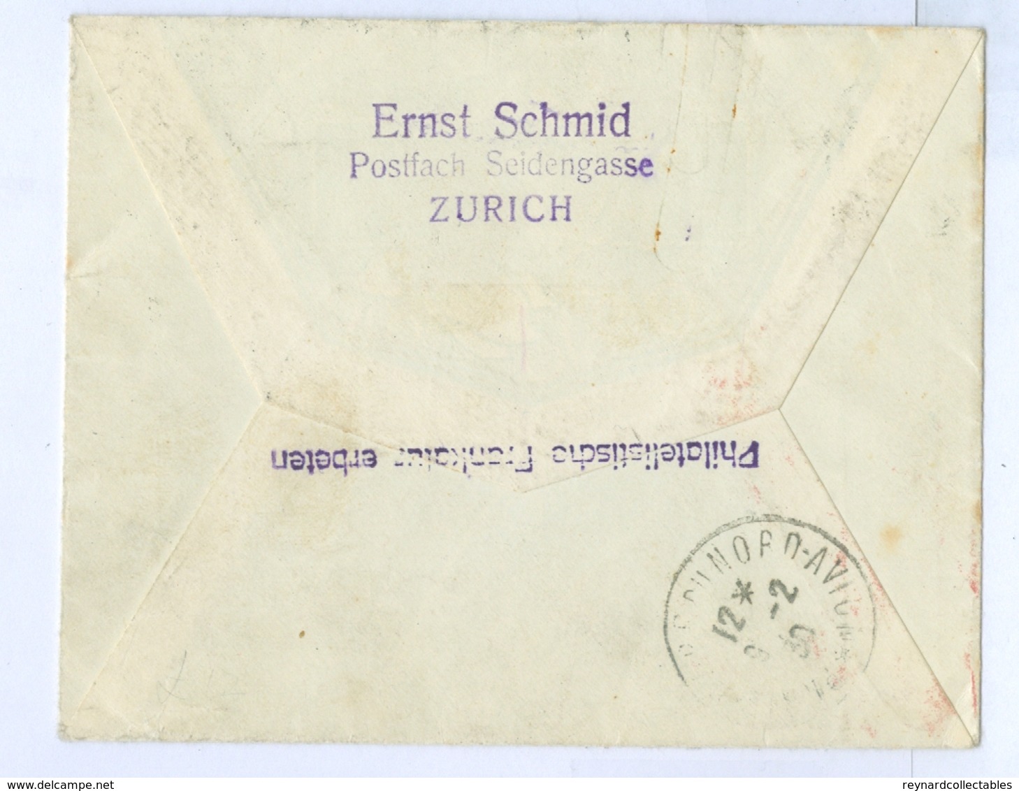 1930 Switzerland Cancelled Airmail Label Cover To USA With 40c Green Stamp, High Cv. - Sonstige & Ohne Zuordnung