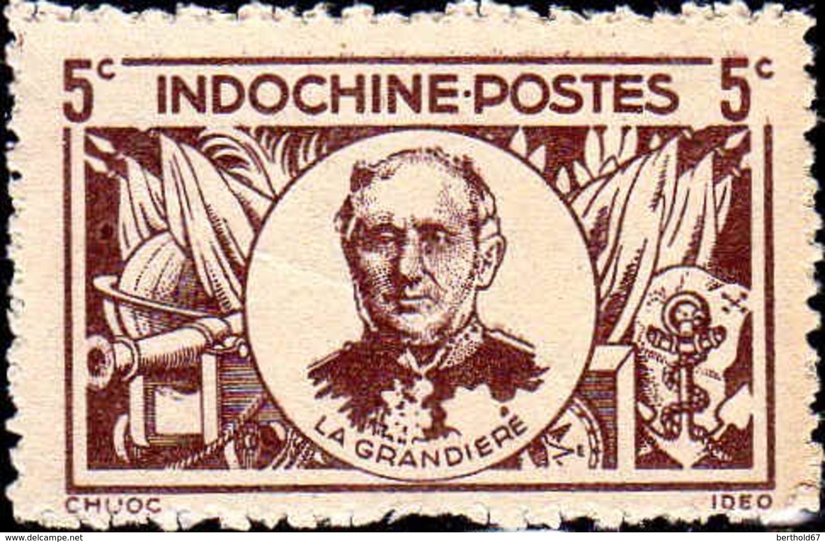 Indochine Poste N** Yv:264 Mi:336 Amiral La Grandiere (non-gommé) Pli - Neufs