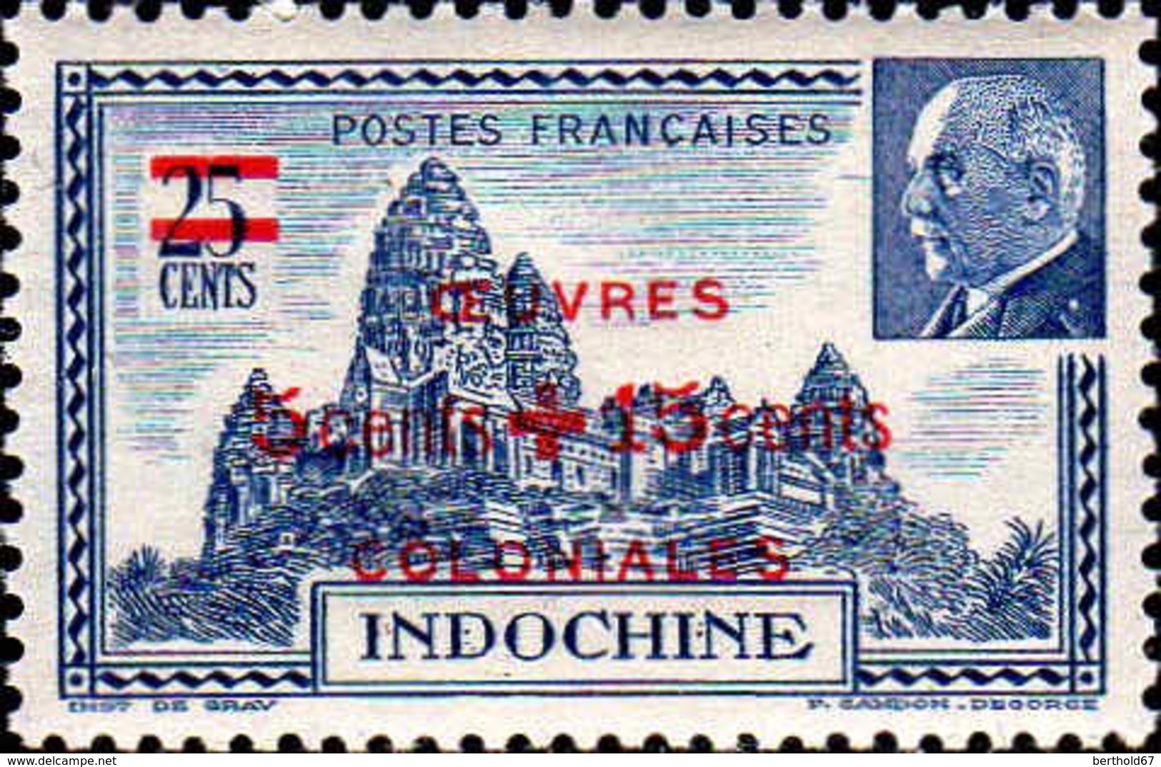 Indochine Poste N** Yv:294/295 Philippe Pétain Surchargé Oeuvres Coloniales & N.valeurs - Neufs