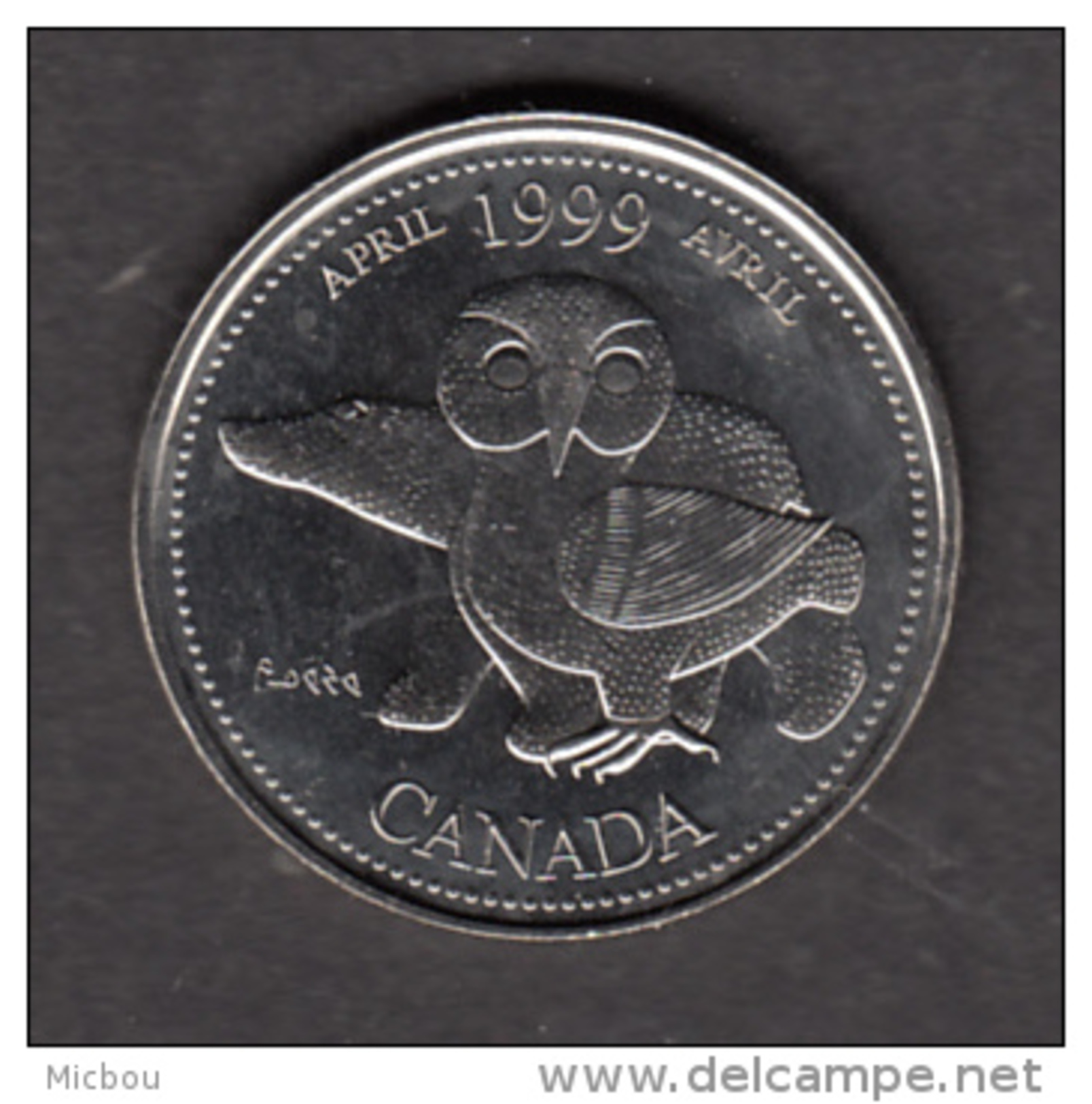 Canada, 25¢,  UNCL, 1999, Avril, April, Ours Polaire, Polar Bear, Hibou, Owl - Canada