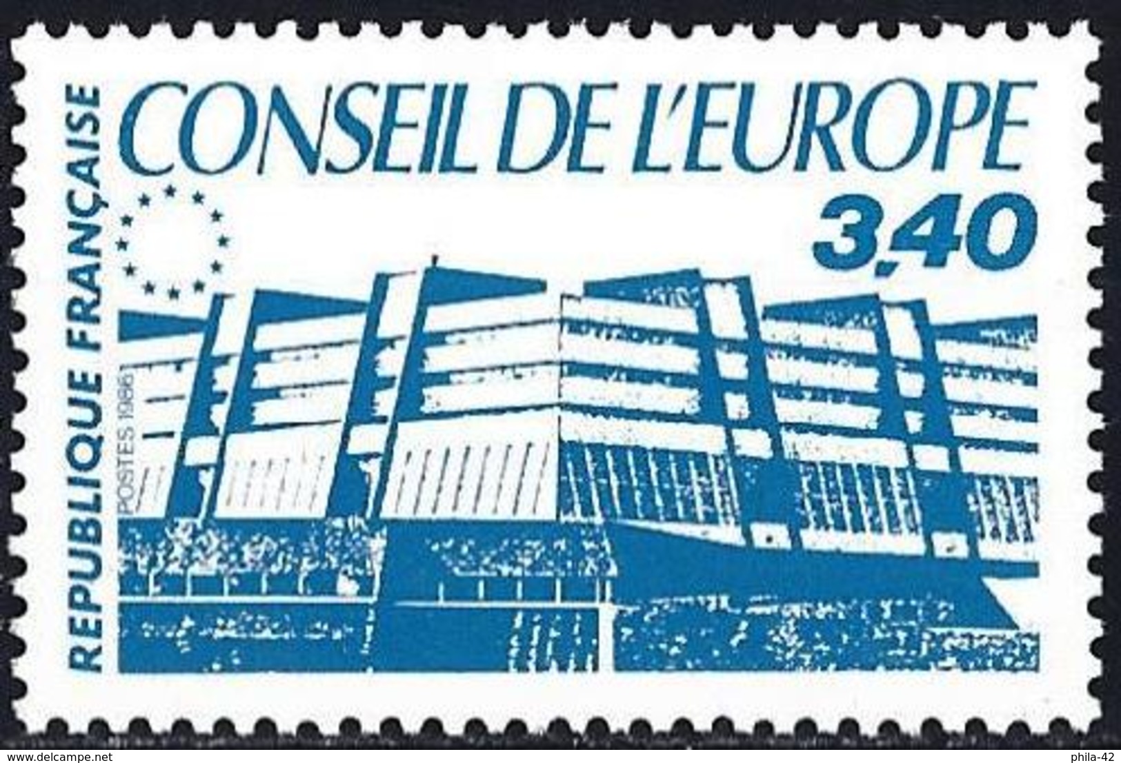 France 1986 - Official : Building Of The Council Of Europe ( Mi CE 42 - YT S95 ) MH* - Neufs