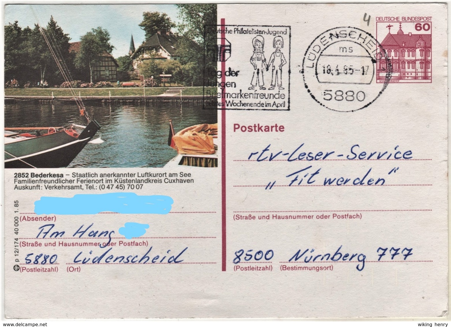 Bad Bederkesa - Ganzsache Bildpostkarte BPK 1985 - Bad Bederkesa