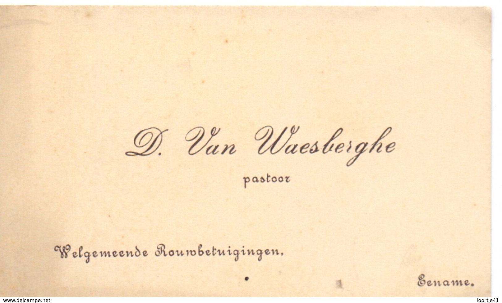 Visitekaartje - Carte Visite - Pastoor D. Van Waesberghe - Ename - Cartes De Visite