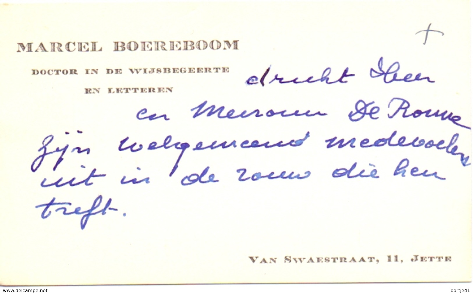 Visitekaartje - Carte Visite - Docter Wijsbegeerte & Letteren Marcel Boereboom - Jette - Cartes De Visite