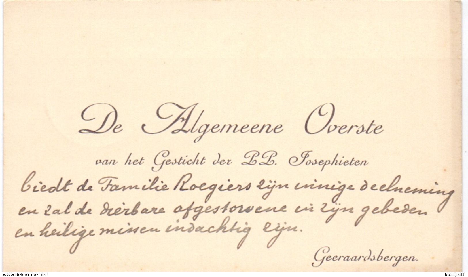 Visitekaartje - Carte Visite - Overste PP. Josephieten - Geraardsbergen - Cartes De Visite