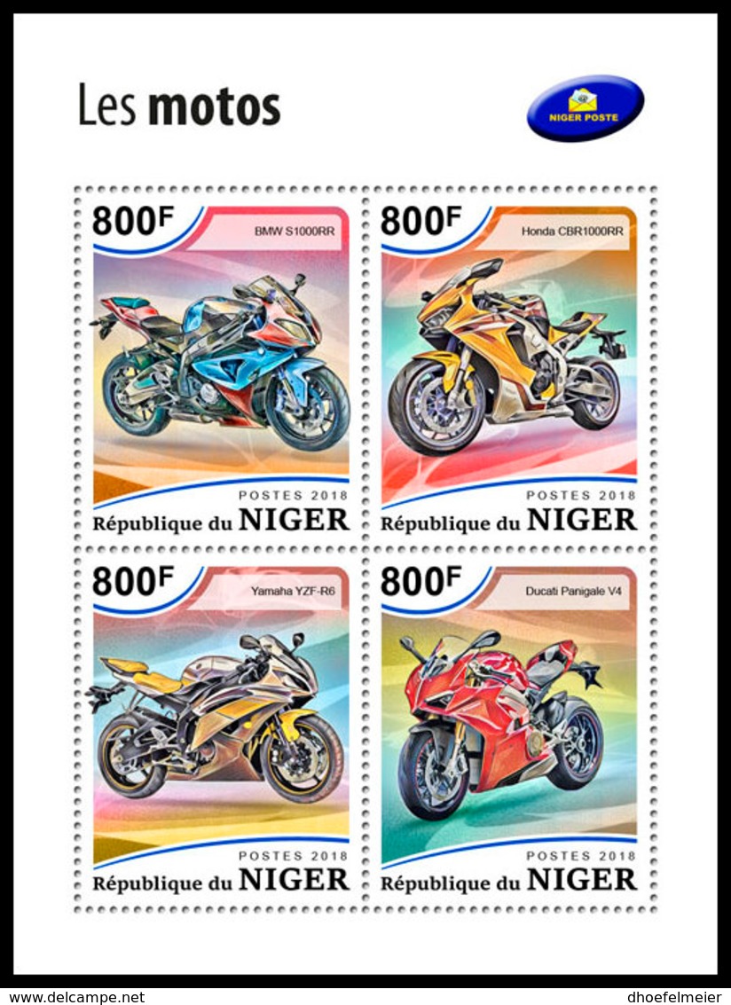 NIGER 2018 **MNH Motorcycles Mororräder Motos M/S - OFFICIAL ISSUE - DH1849 - Moto