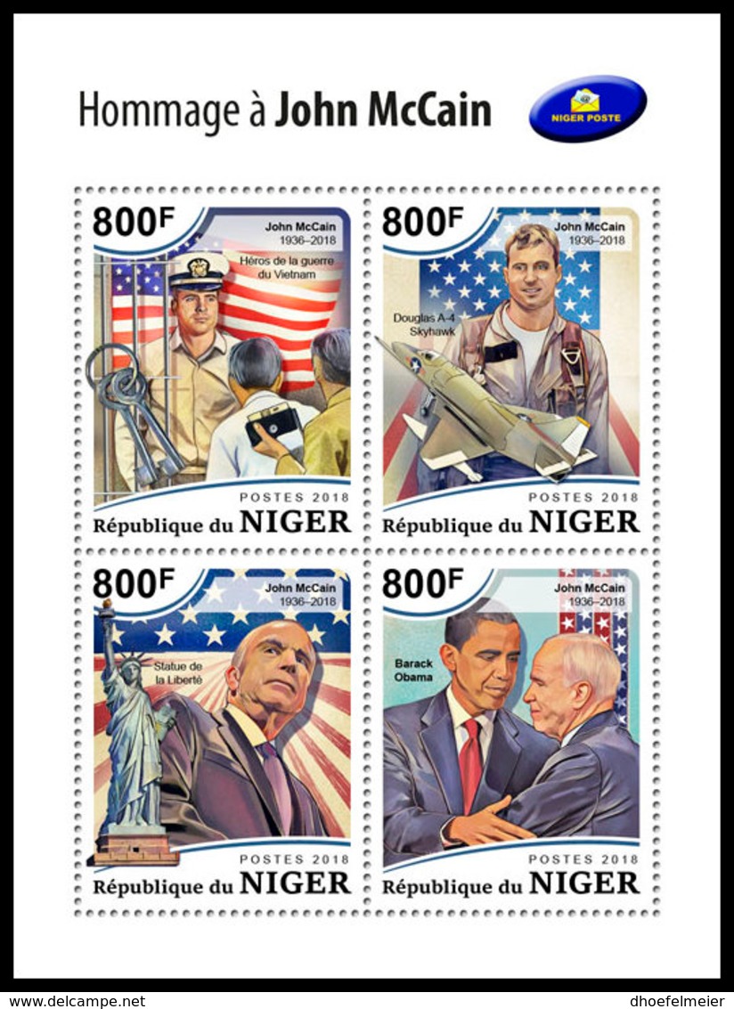 NIGER 2018 **MNH John McCain Politician Politiker Politique Barack Obama M/S - OFFICIAL ISSUE - DH1849 - Autres & Non Classés